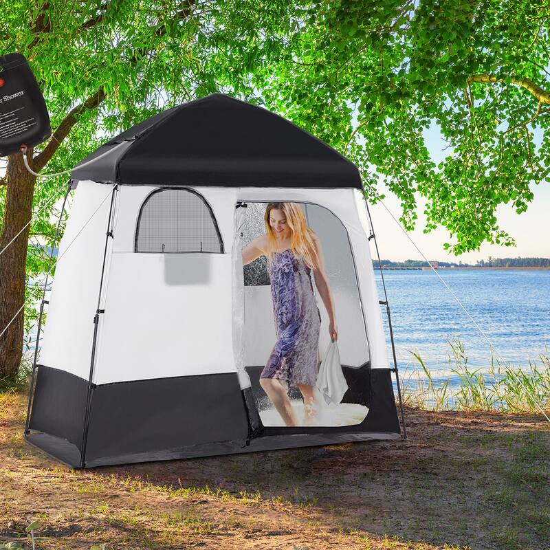 Outsunny Shower Tent, Privacy Shelter for Camping, Dressing Changing Room, Portable Instant Outdoor Shower Tent - Black
