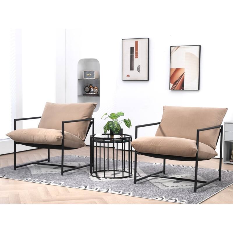Modern Textured Velvet Sling Accent Chair