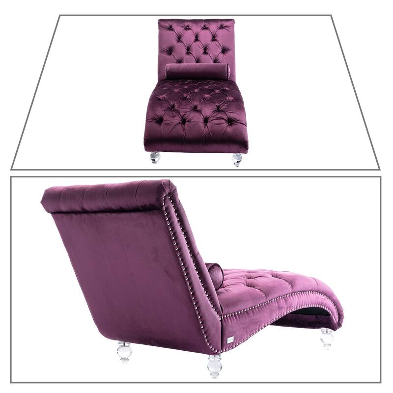 Elegant Stylish Velvet Upholstered Leisure Lounge Chair with Transparent Acrylic Legs