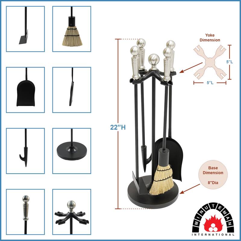 Achla Designs Paxton Set of 5 Mini Fireplace Tools, 22 Inch Tall