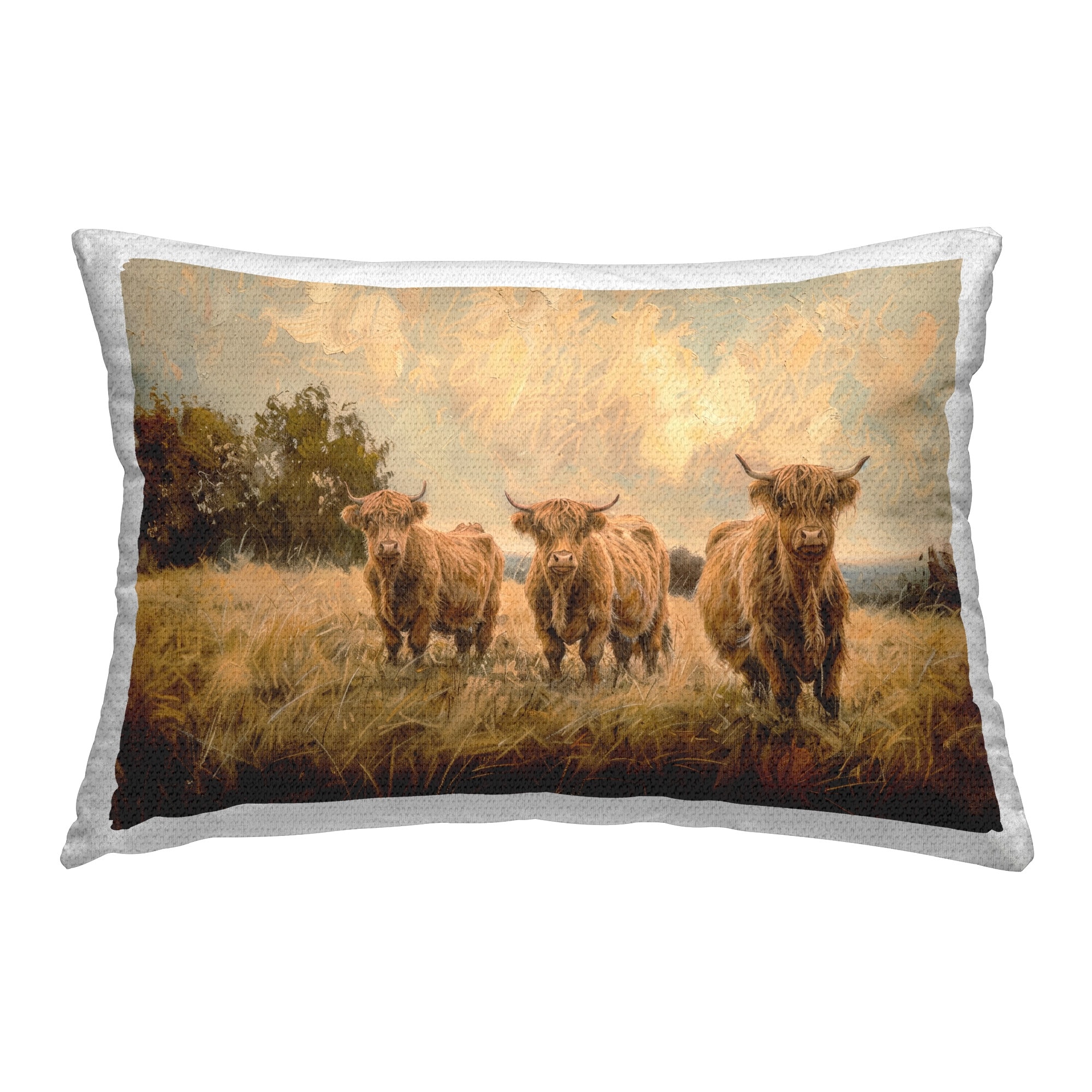 Stupell Three's A Party Cattle Printed Outdoor Throw Pillow Design by Petals Prints Design