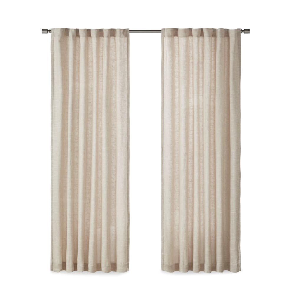 Faux Linen Rod Pocket and Back Tab Fleece Lined Curtain Panel
