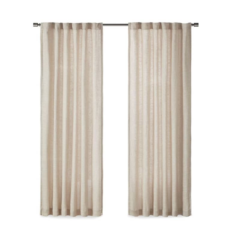 Faux Linen Rod Pocket and Back Tab Fleece Lined Curtain Panel