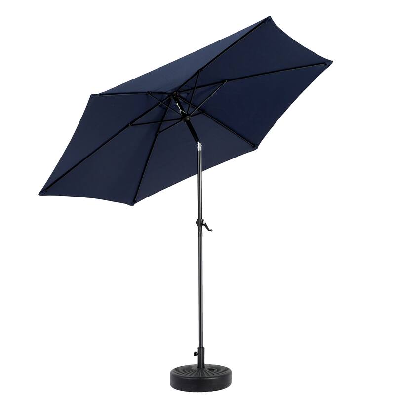 8.66 ft. Steel Market Outdoor Patio Umbrella with 6 Ribs, Push Button Tilt&Crank for Deck, Pool (No Base)