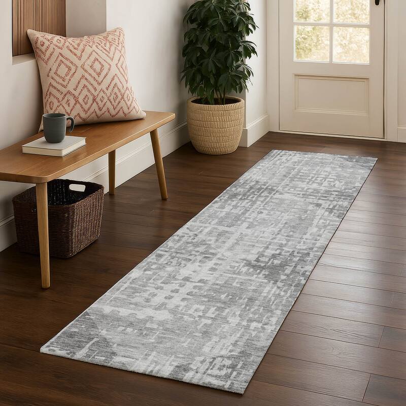 Premium Washable Super Soft Modern Diamonds Mayfield Rug - Gray - 2'3" x 7'6"