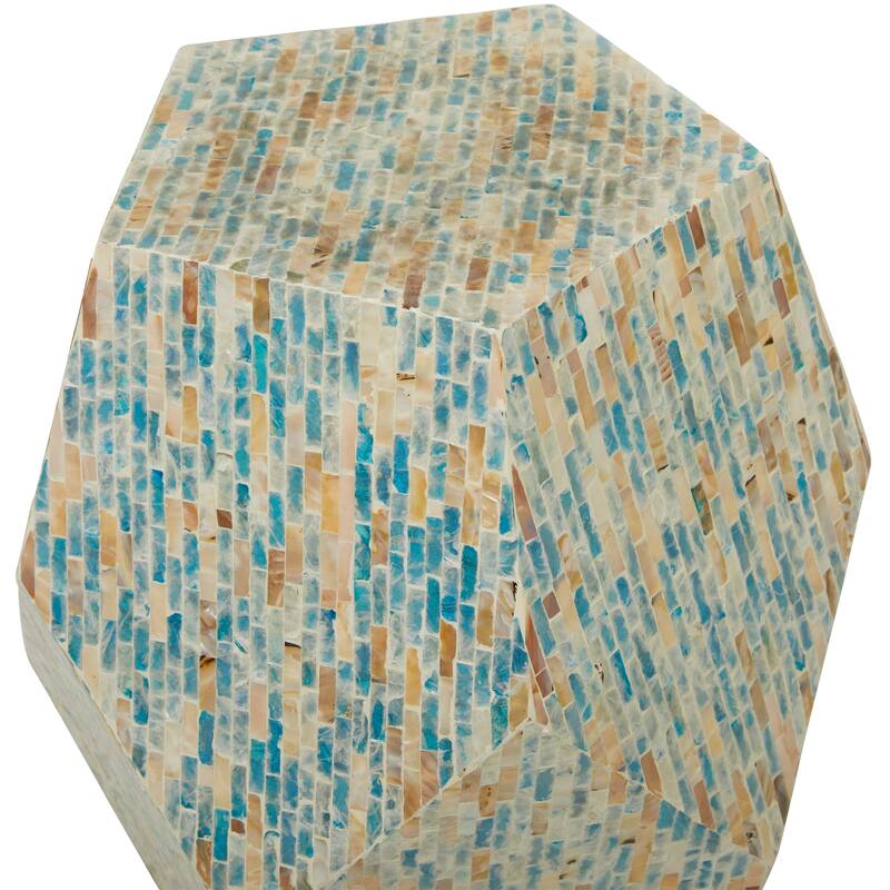 Mother of Pearl Shell Handmade Accent Table - Cream or Multi Colored