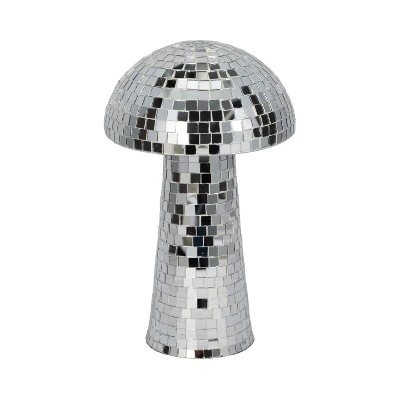 Sagebrook Home Mosaic Mushroom, Silver - 7" x 7" x 12"