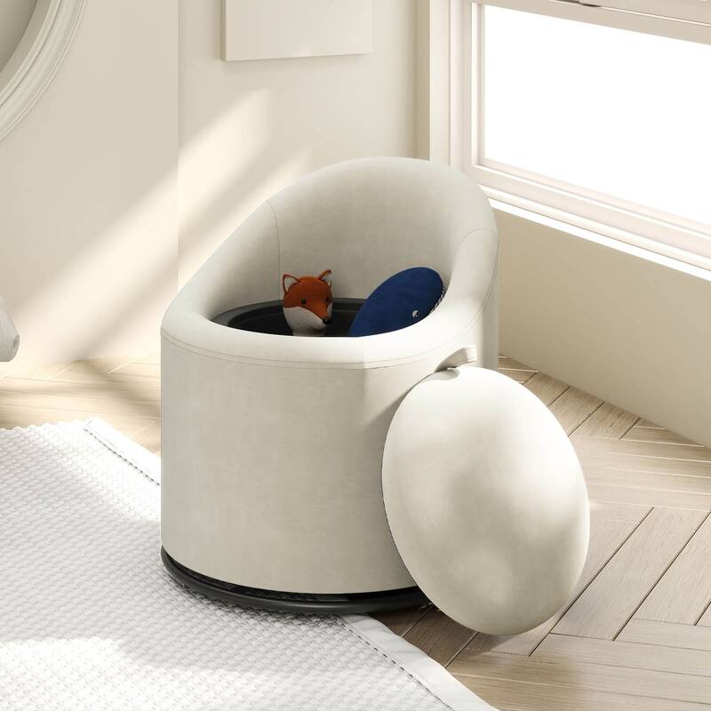 Costway 1/2 PCS Barrel Chair with Storage 360° Swivel Upholstered - See Details