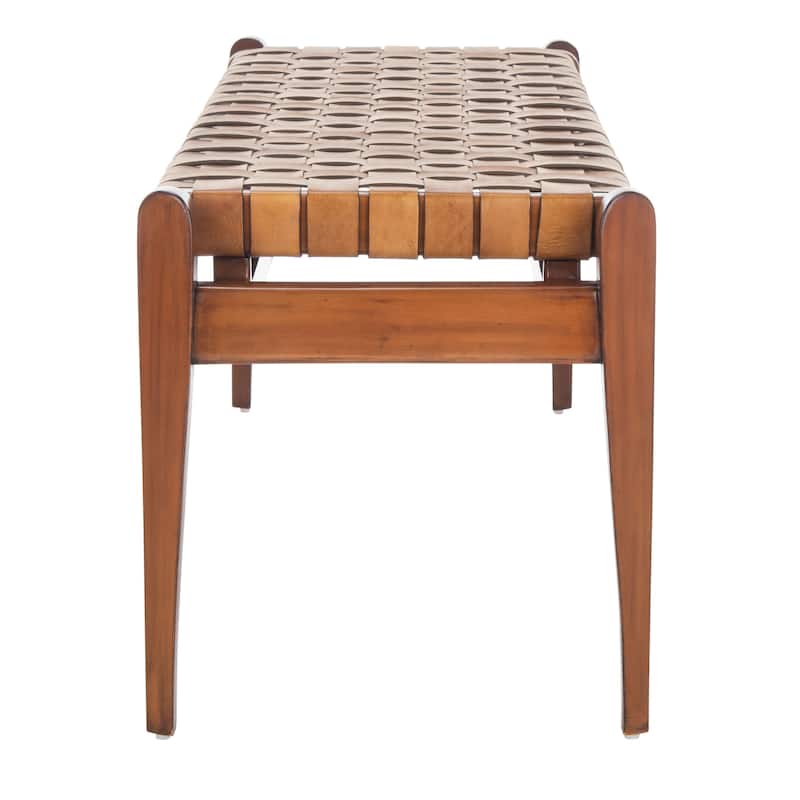 SAFAVIEH Couture Ciresila Leather Bench - 50.8" W x 16.5" D x 18.1" H - 51Wx17Dx18H