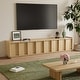preview thumbnail 1 of 25, 78.74" Modern TV Stands with Brown Wood Grain,Mid Century Media Console With 4 Cabinets Natural