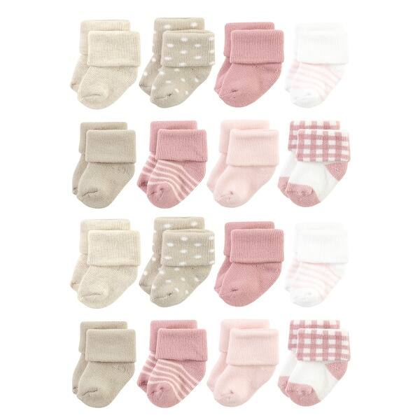 slide 1 of 1, Hudson Baby Cotton Rich Baby Terry Socks 16-Pack, Mauve Taupe Mauve Taupe - 0-6 Months