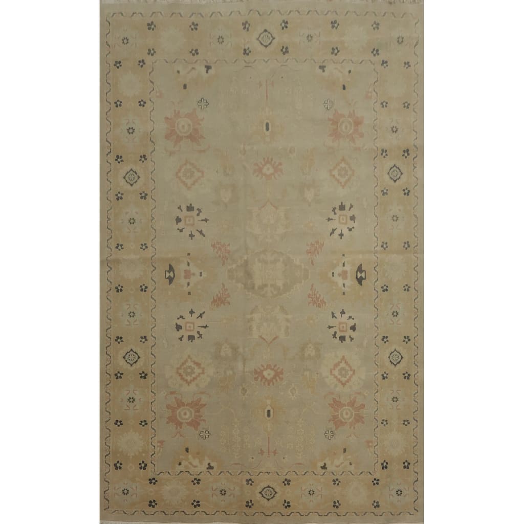 Hand Knotted Oriental 100% Wool Carpet Traditional Floral Beige & Ivories Ziegler Area Rug - 8' 4'' X 5' 11''
