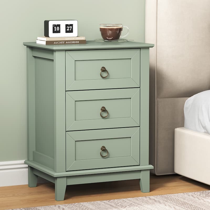 Modern 3-Drawer Wooden Nightstand Set of 2
