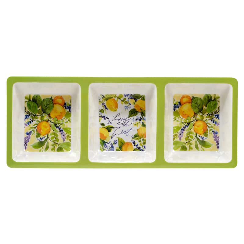 Certified International Lemon Zest 3-piece Melamine Hostess Serving Set