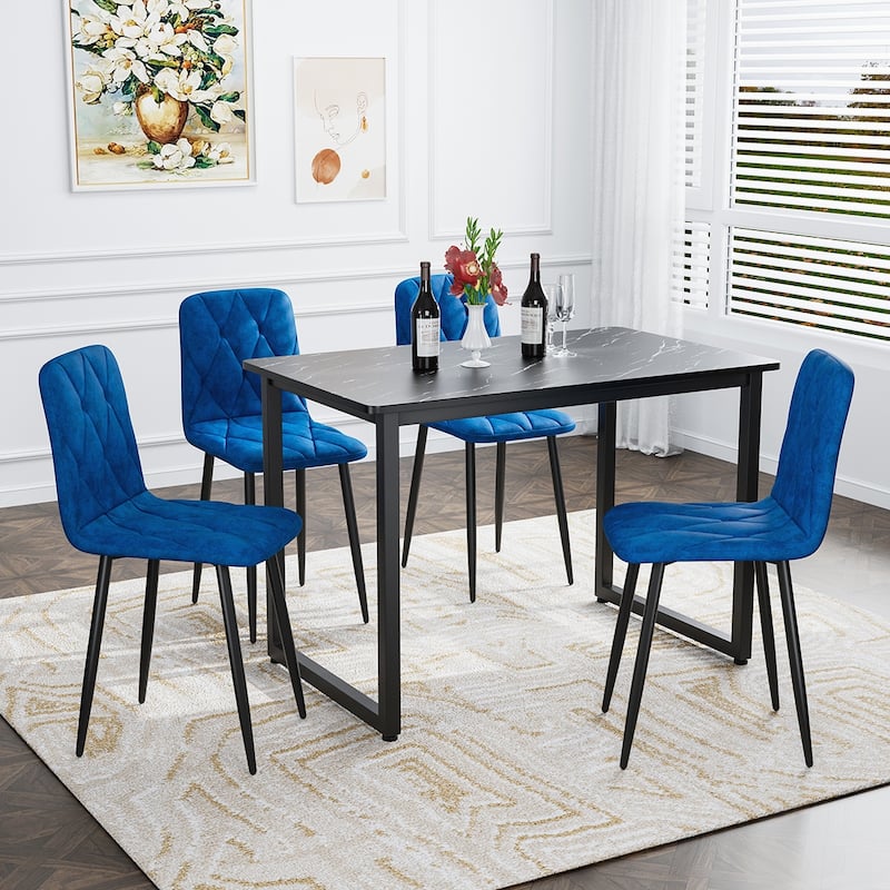 4PCS Velvet Dining Chairs With Metal Frame
