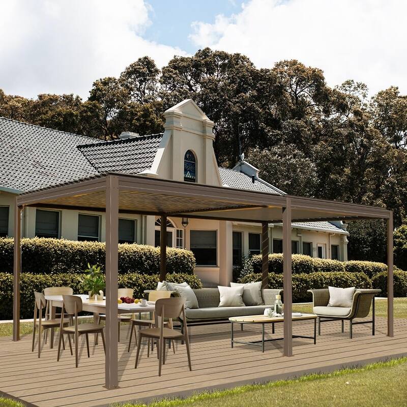 Louvered Pergola 10X20FT, Aluminum Pergola with Adjustable Roof
