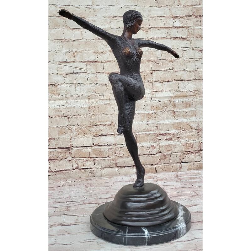 Large Chiparus Woman Dancer Art Deco Genuine Bronze Sculpture Statue