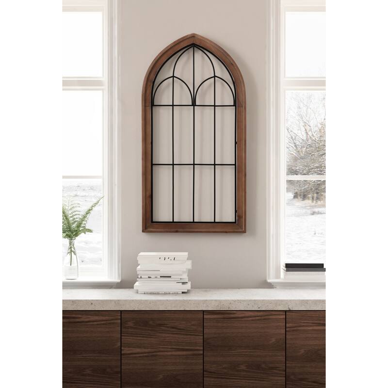 Kate and Laurel Rennel Wood Window Pane Arch Wall Decor
