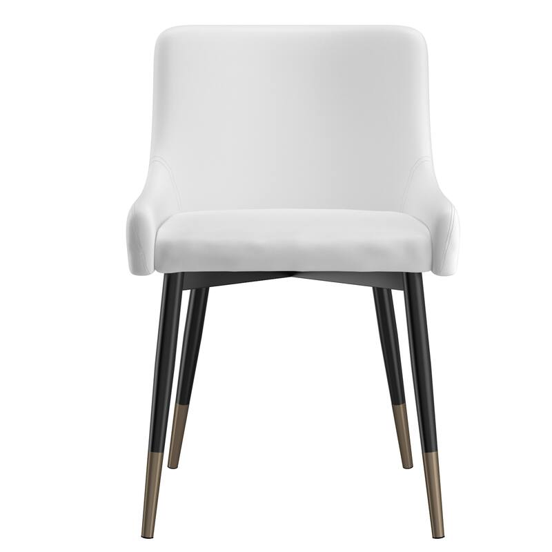 Modern Faux Leather and Metal Dining Chair, Set of 4 - Black