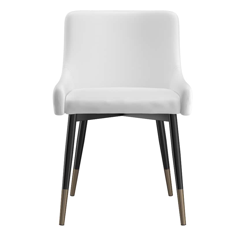 Set of 2 Modern Faux Leather and Metal Side Chair