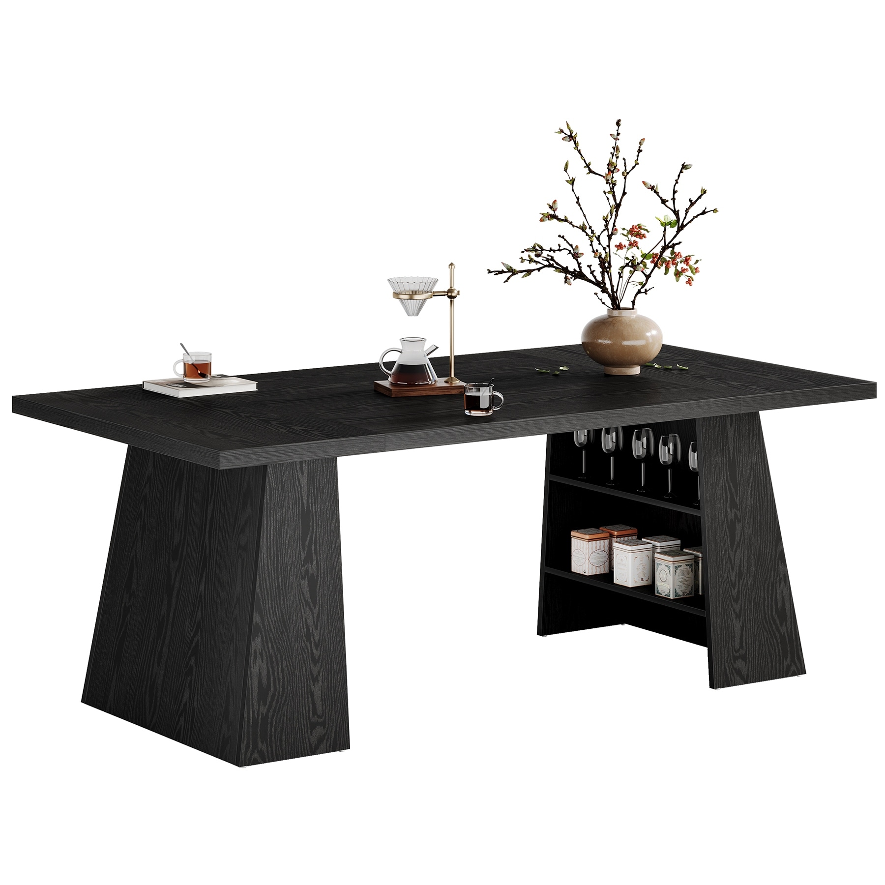 63 Inches Modern Black Rectangular Dining Table for Kitchen - 63" L x 31.1" W x 29.5" H