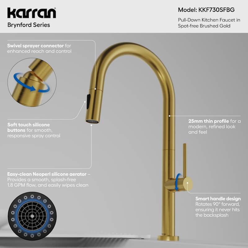 Karran Brynford Single Handle Pull-Down Sprayer Kitchen Faucet