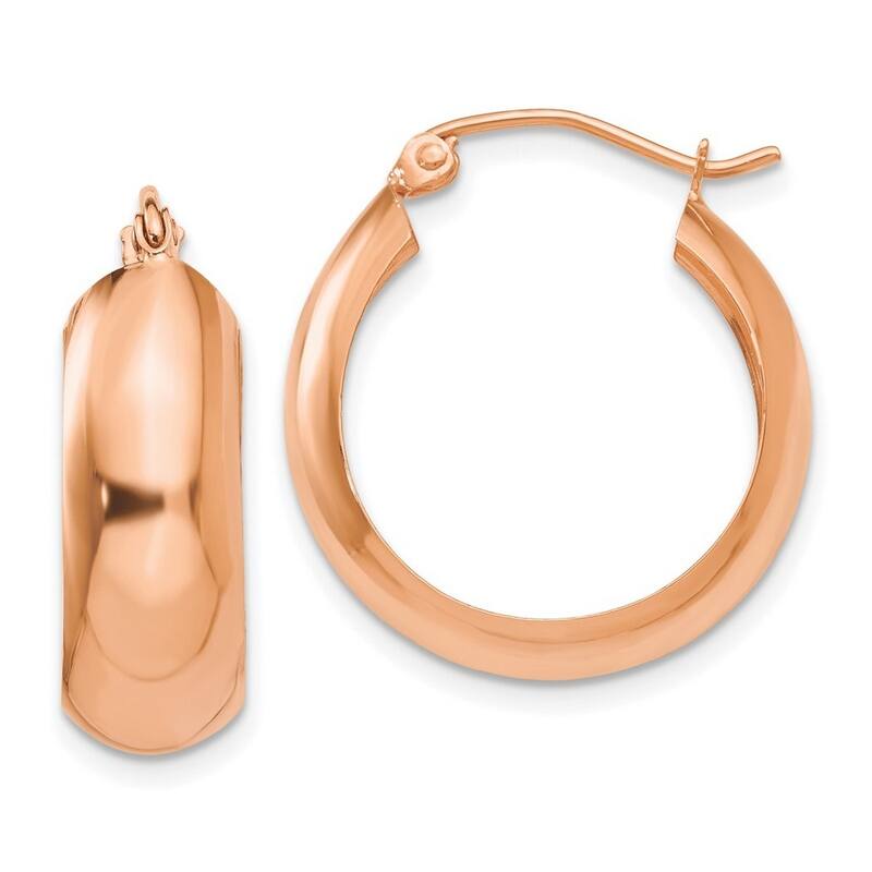 Curata 10k Rose Gold 21x7mm Wedding Band Hoop Earrings