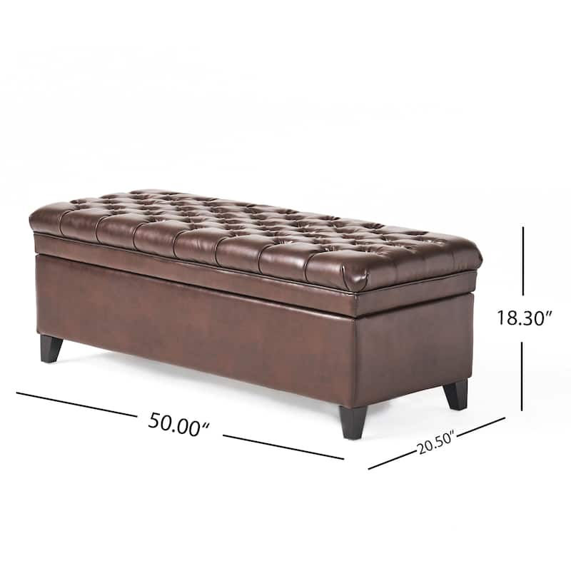 Comfortable Leather Upholstered Seat Leisure Bench Indoor Bench, Storage Bench End of Bed Bench with Safety Hinges