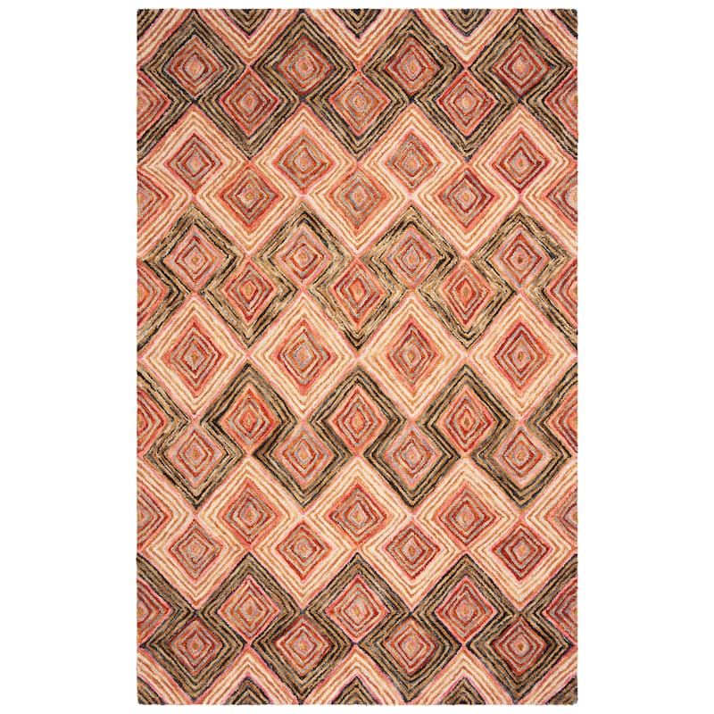 SAFAVIEH Handmade Aspen Zofija Bohemian & Eclectic Tribal Wool - 6' x 6' Square - Gold/Olive