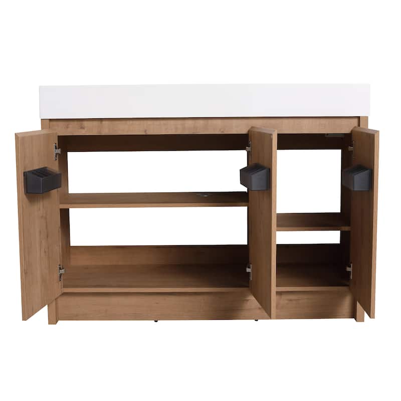 BNK 24/30/48/60 inch Freestanding Resin Sink Bathroom Vanity with Soft Close Door and Adjustable Shelf