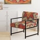 preview thumbnail 21 of 23, Designart "Moroccan Orange Tiles Collage I" Upholstered Bohemian Chic Accent Chair - Arm Chair Arm Chair - Black Metal