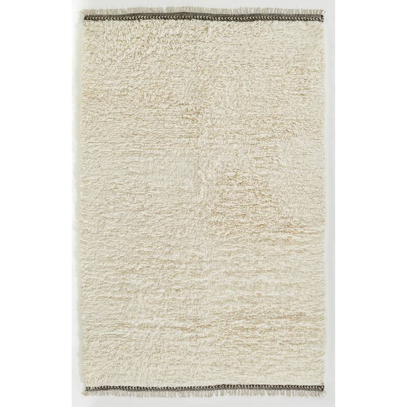 Momeni Neo Morrocan Hand Woven Wool Solid Color Shag Rug - 2' 6" x 8' - Ivory - Runner