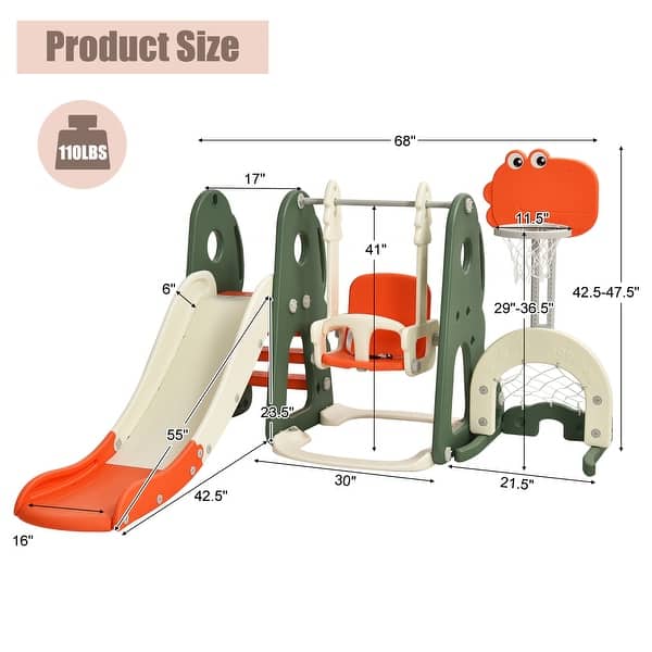 dimension image slide 0 of 2, Costway 6 in 1 Toddler Slide and Swing Set Climber Playset w/ Ball - See Details