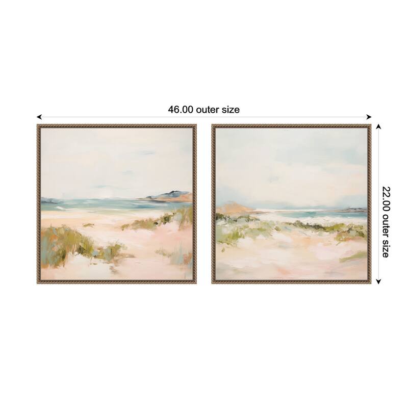 Kate and Laurel Gold Tranquil Landscape Square 2 Piece Framed Canvas Wall Art Set by Amy Lighthall