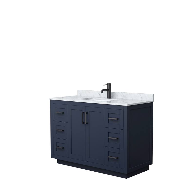 Miranda Single Vanity Set, White Carrara Marble Top, No Mirror