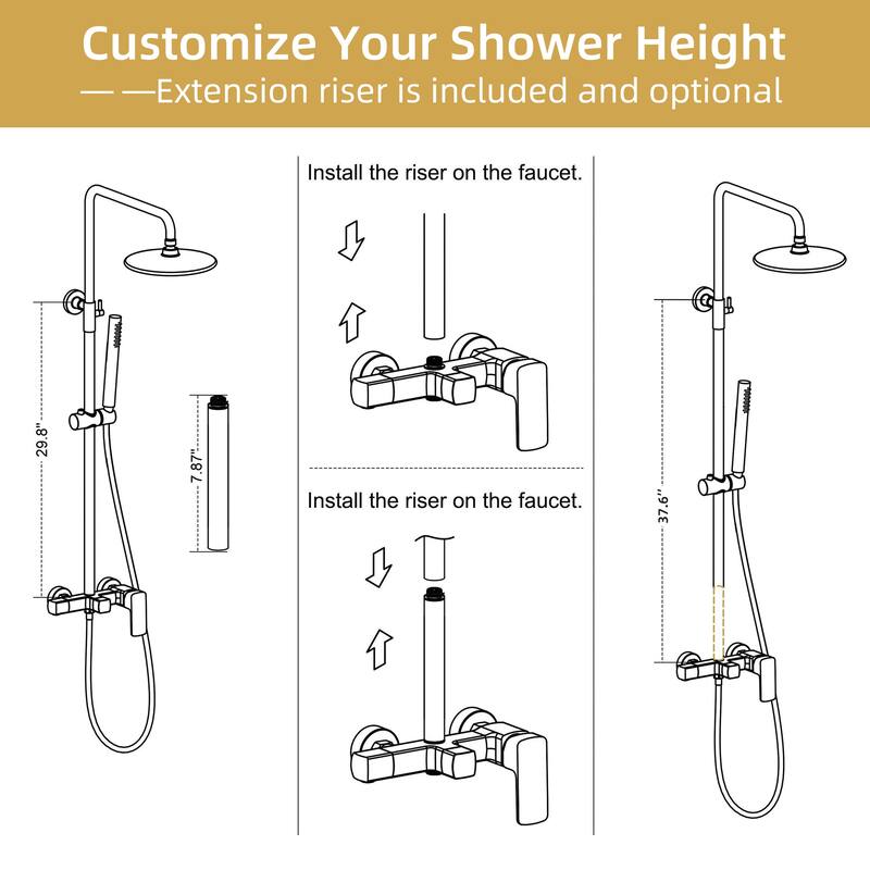 3-Way Exposed Wall-Mount Complete Shower System with Rough-in Valve