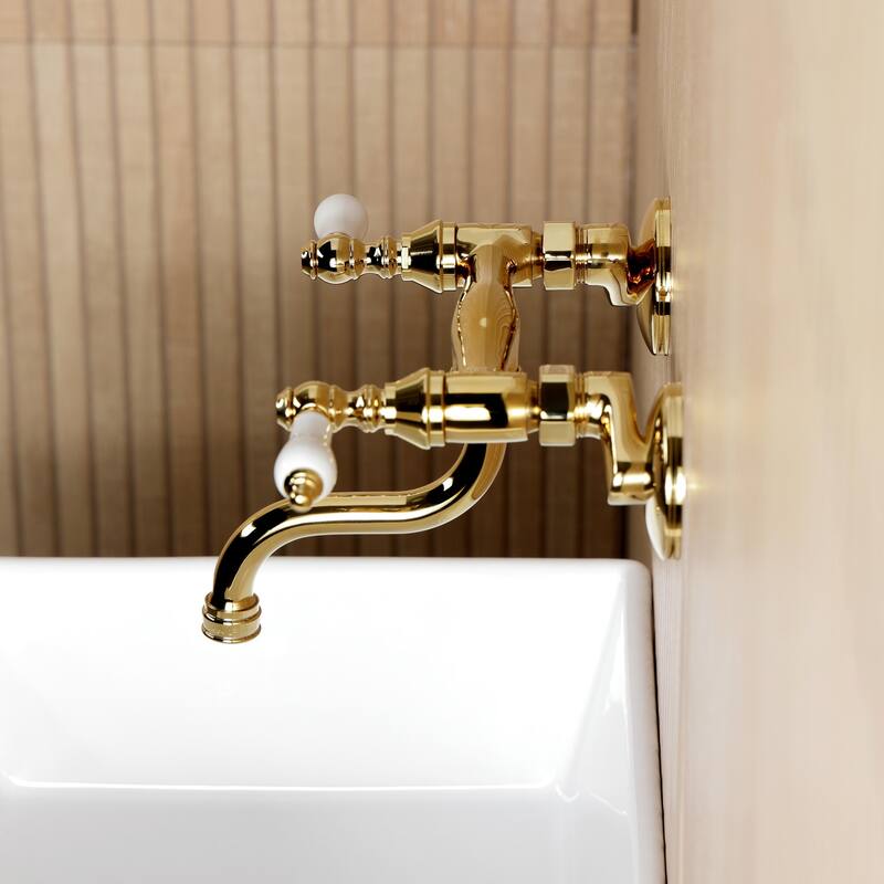 Kingston Brass Kingston Two-Handle 2-Hole Wall Mount Bathroom Faucet
