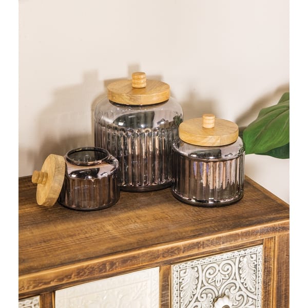 The Novogratz Glass Decorative Jars with Wood Lids (Set of 3) - S