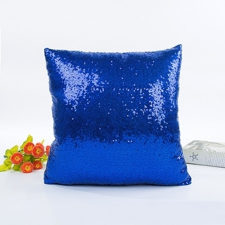 Puregrab Glitter Sparkles Decorative Blue Velvet Pillow Cover Sequins Pillow