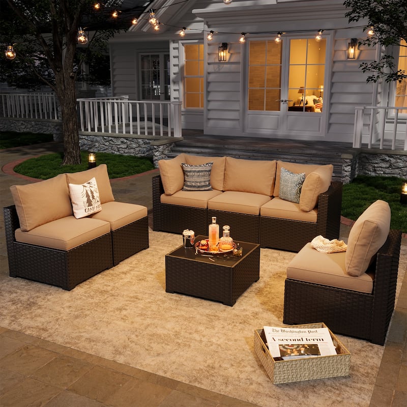Wicker Rattan Patio Sectional Sofa Set