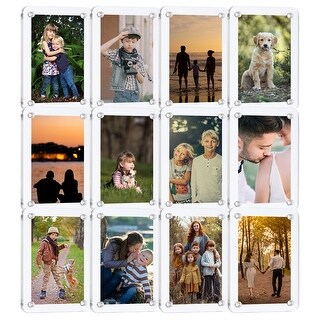 Vicyak 12 Pack High Transparency Acrylic Magnetic Photo Frame for Refrigerator - 3.54"L x 2.36"W
