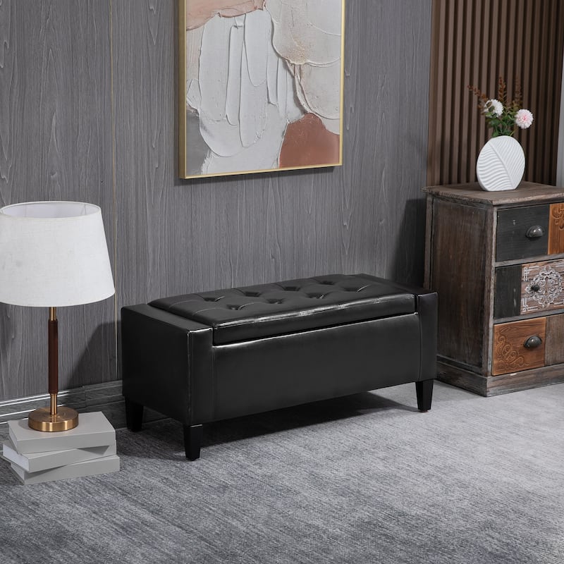 HOMCOM Ottoman Bench Tufted Storage Chest with Flipping Top, 36.25"W x 15.75"D x 15.75"H