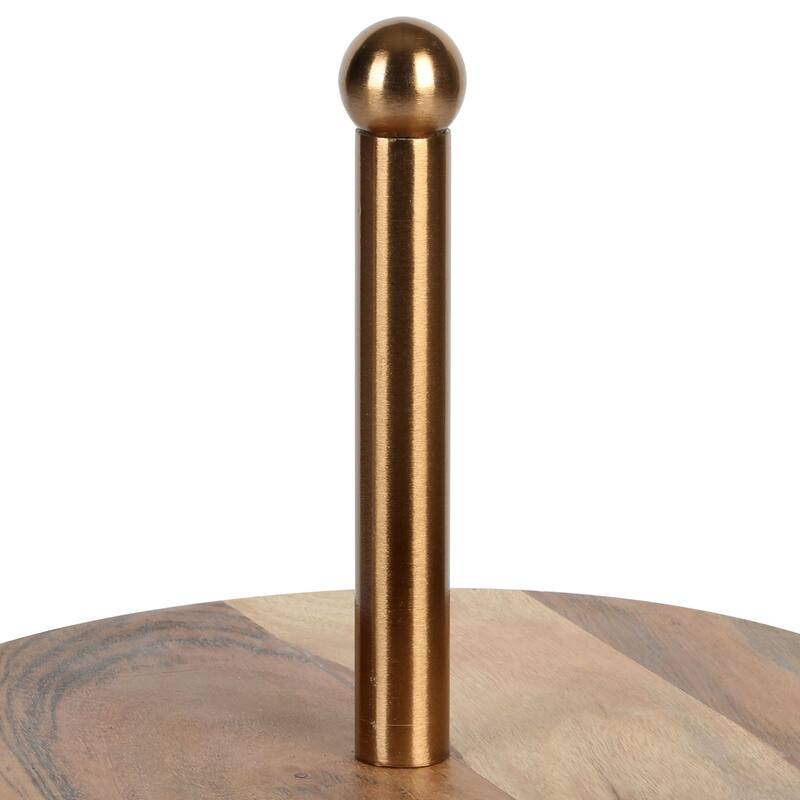 Laurie Gates California Designs Marble and Acacia Wood 2 Tier Server