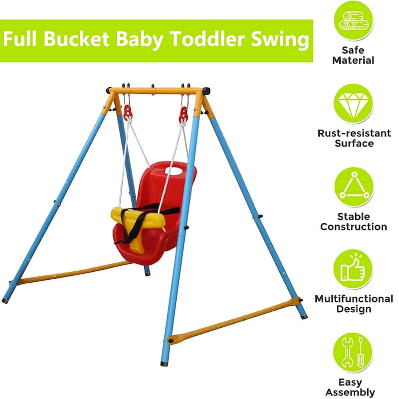 Playground Indoor/Outdoor Playset Full Bucket Baby Toddler Swing Sets