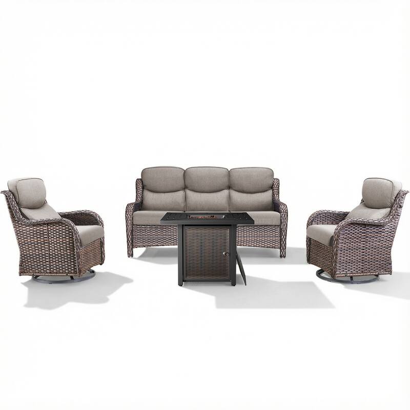 Pocassy 30 In Outdoor Fire Pits with Patio Sofa Swivel Glider Chari Furniture.