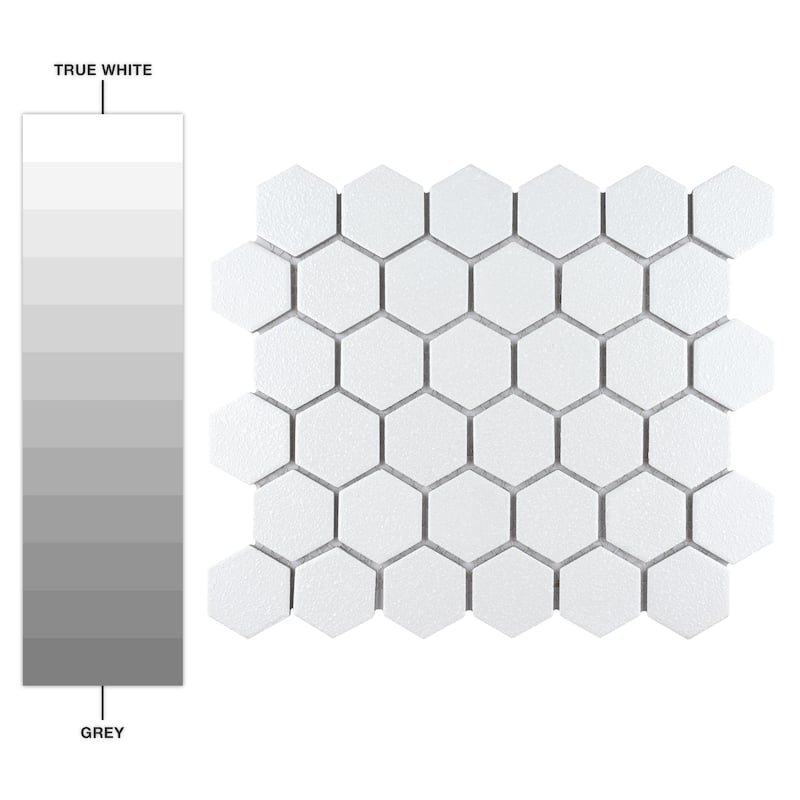 Merola Tile Hudson Due 2" Hex Crystalline White 10-7/8" x 12-5/8" Porcelain Mosaic Floor and Wall Tile