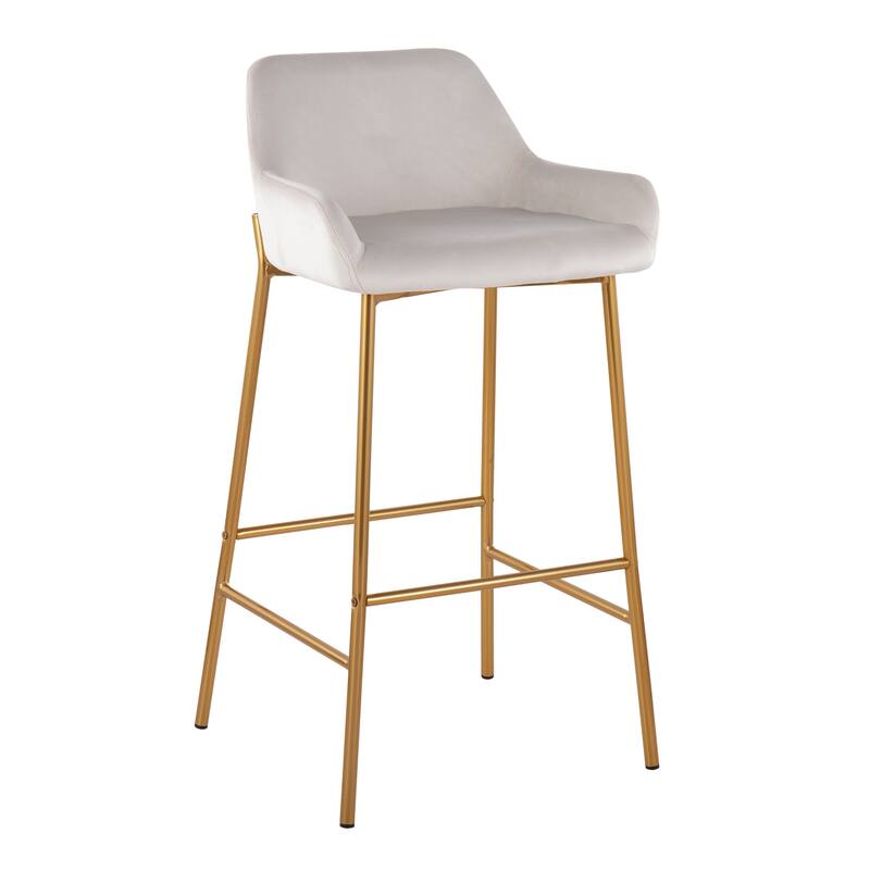 Silver Orchid Galotti Gold Fixed-Height Upholstered Bar Stool - Set of 2