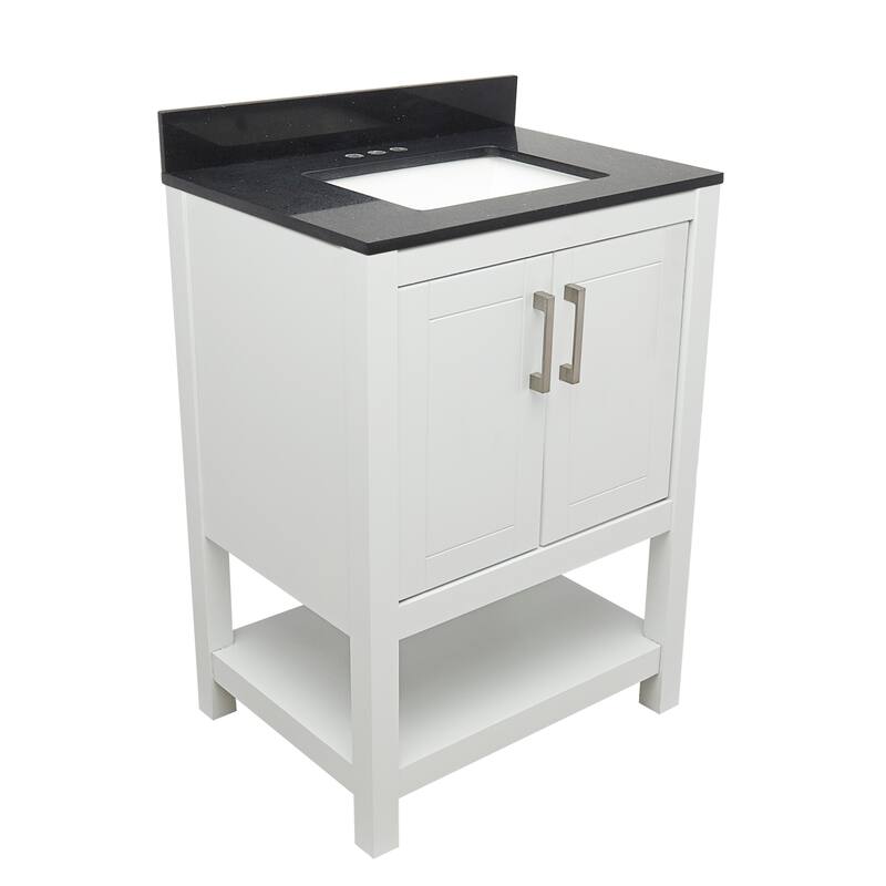 Taos 25" Bathroom Vanity with Cultured Marble Vanity Top Sink in White with White Basin