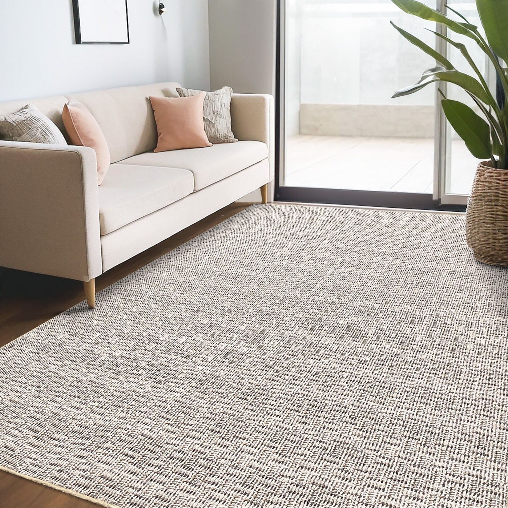 Area Rugs for Living Room Bedroom Modern Washable Rug Braided Print Non Slip Low Pile Thin Rugs Home Decor