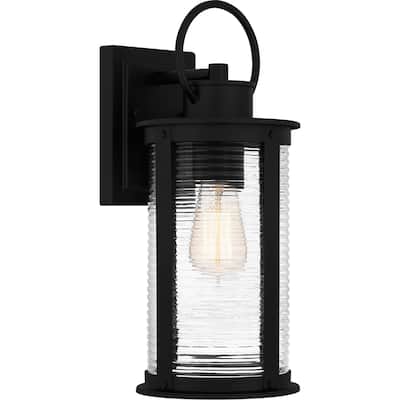 Matte Black One Light Outdoor Wall Mount from the Tilmore Collection